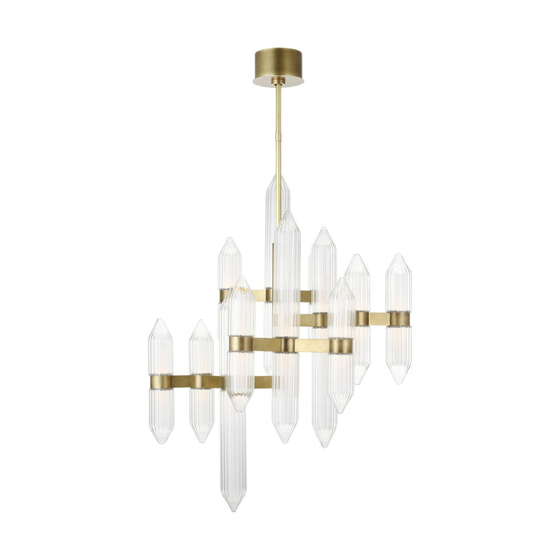 Langston Medium 12-Light Chandelier in Plated Brass