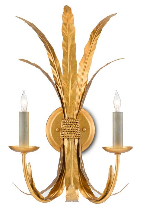 Bunny Williams Two Light Wall Sconce in Grecian Gold Leaf