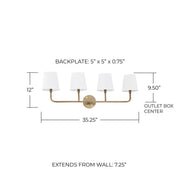 Dawson 4-Light Bath Vanity Light in Aged Brass