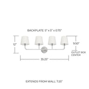 Dawson 4-Light Bath Vanity Light in Brushed Nickel