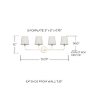 Dawson 4-Light Bath Vanity Light in Polished Nickel