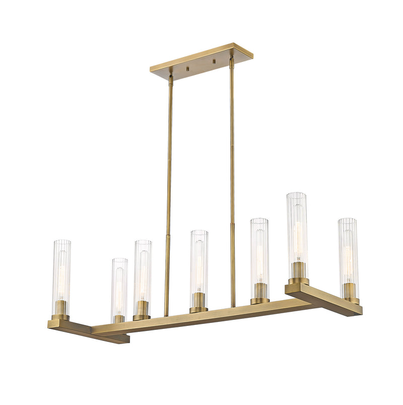 Beau Seven Light Island in Rubbed Brass - Lamps Expo