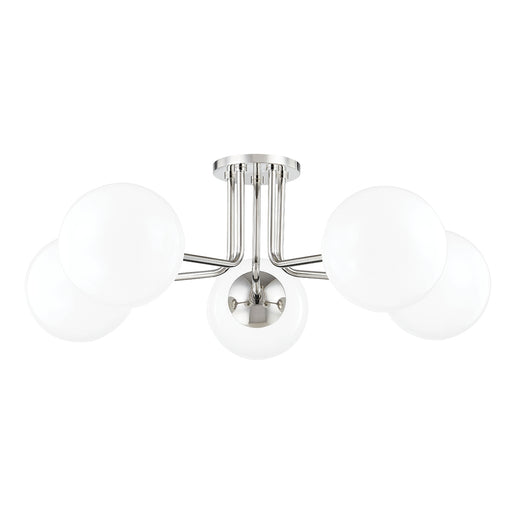 Stella Five Light Semi Flush Mount in Polished Nickel