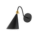 Lupe One Light Wall Sconce in Aged Brass/Soft Black