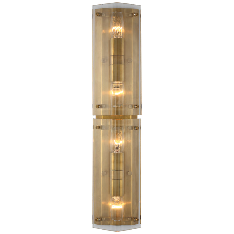 Clayton LED Wall Sconce in Crystal and Hand-Rubbed Antique Brass