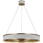 Connery 30" Ring Pendant in Matte White and Antique-Burnished Brass