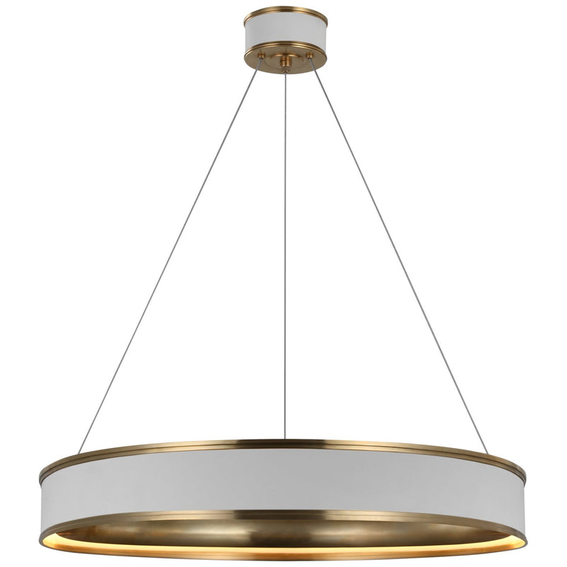 Connery 30" Ring Pendant in Matte White and Antique-Burnished Brass