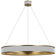 Connery LED Chandelier in Matte White and Antique-Burnished Brass