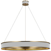 Connery 40" Ring Pendant in Matte White and Antique-Burnished Brass