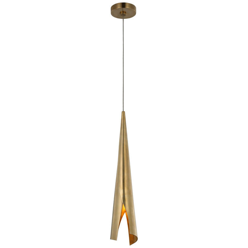 Piel Small Wrapped Mini Pendant in Antique-Burnished Brass