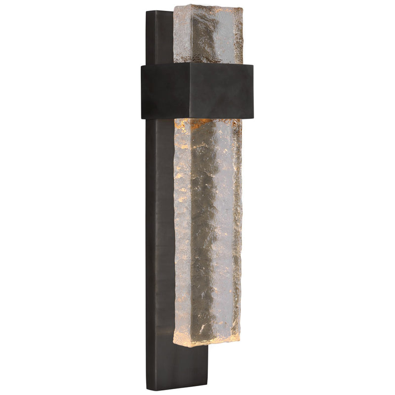 Brock Medium Wall Sconce in Bronze and Clear Wavy Glass
