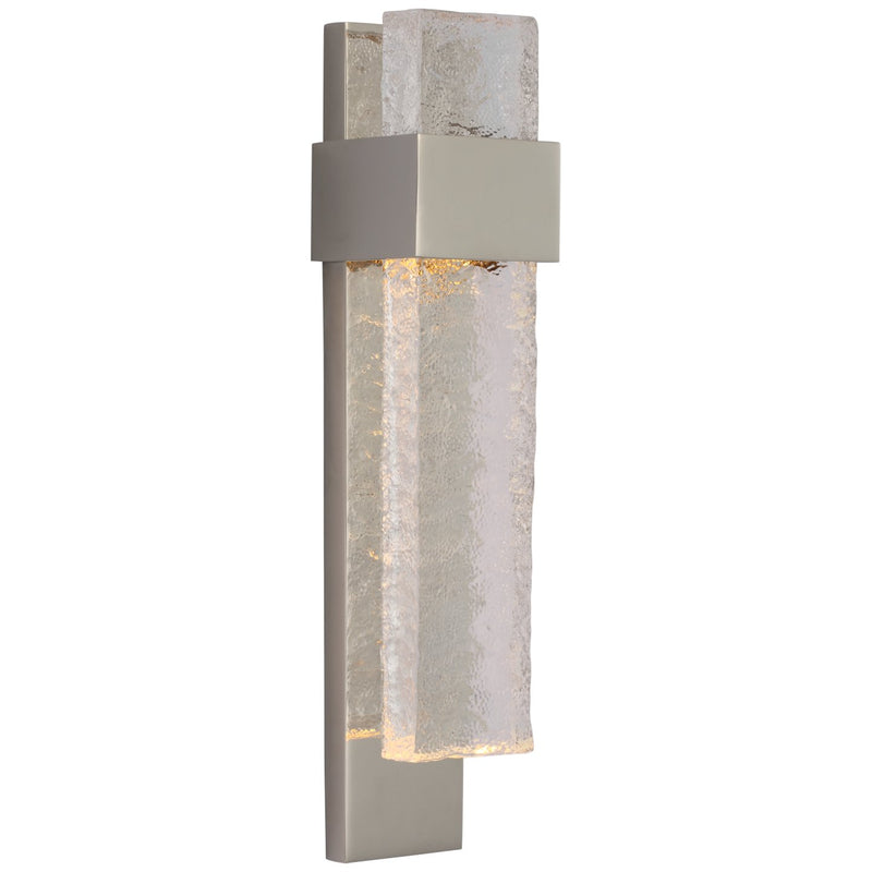 Brock Medium Wall Sconce in Polished Nickel and Clear Wavy Glass