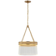 Menil Medium 15" Crystal Rod Pendant in Soft Brass