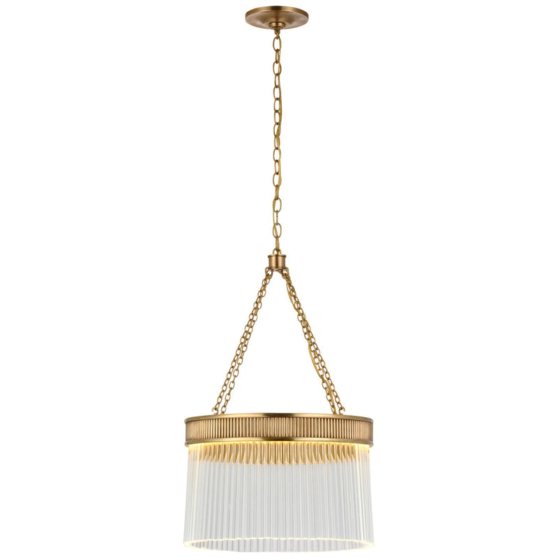 Menil Medium 15" Crystal Rod Pendant in Soft Brass