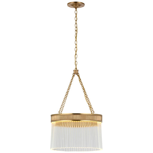 Menil Medium 15" Crystal Rod Pendant in Soft Brass
