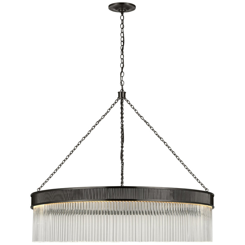 Menil Large 34" Crystal Rod Pendant in Bronze