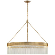 Menil Large 34" Crystal Rod Pendant in Soft Brass