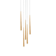 Cascade 5-Light Round Crystal Pendant in Aged Brass