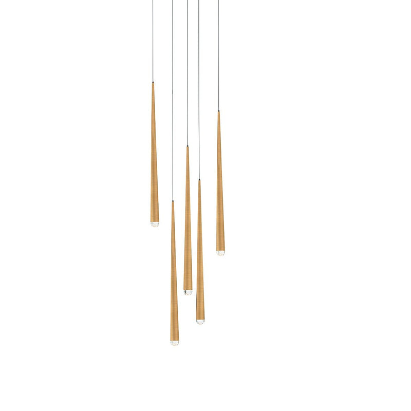Cascade 5-Light Round Crystal Pendant in Aged Brass