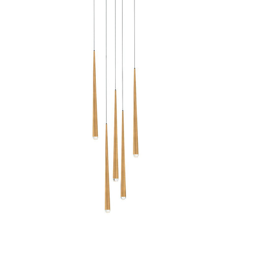 Cascade 5-Light Round Crystal Pendant in Aged Brass