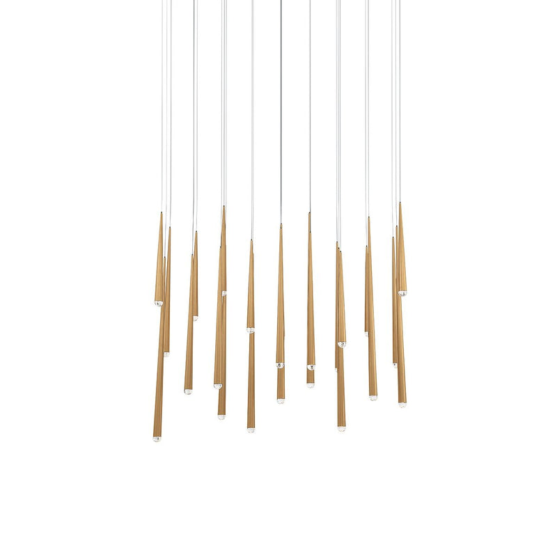 Cascade 23-Light Linear Crystal Pendant in Aged Brass