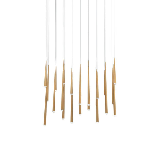 Cascade 23-Light Linear Crystal Pendant in Aged Brass