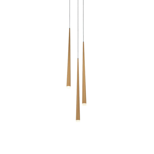 Cascade 3-Light Round Etched Pendant in Aged Brass