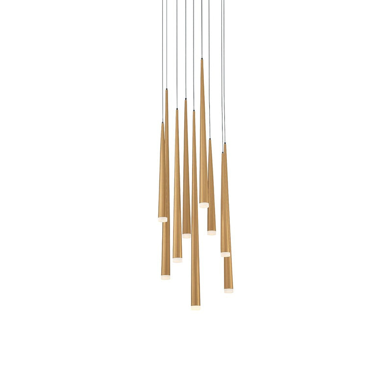 Cascade 9-Light Round Etched Pendant in Aged Brass