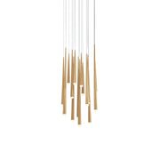 Cascade 15-Light Round Etched Pendant in Aged Brass