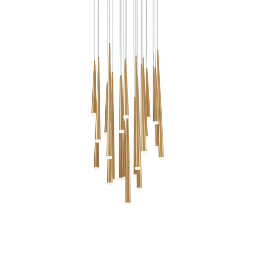Cascade 21-Light Round Etched Pendant in Aged Brass