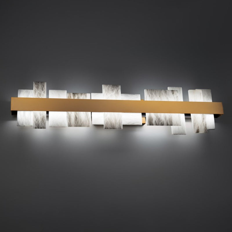 Acropolis 37" Bath Vanity Light in Aged Brass