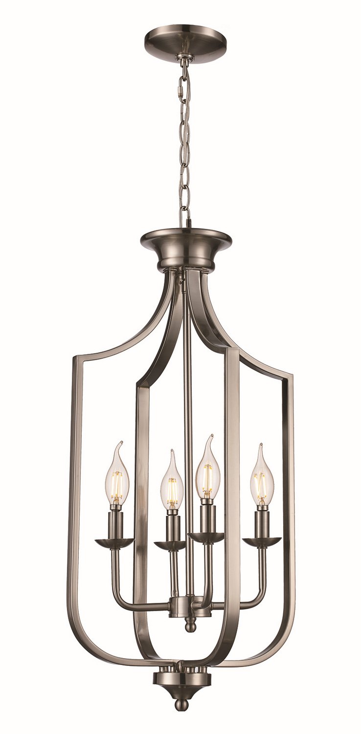 Hillcrest 4-Light 13.75" Lantern Pendant in Brushed Nickel