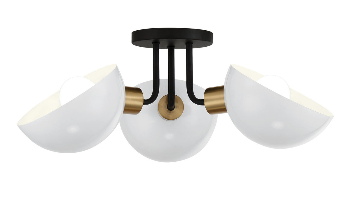 Gigi 3-Light Ceiling Mount in Matte Black & Aged Brass - Lamps Expo
