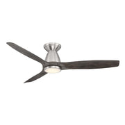 Skylark 54" Outdoor Flush Mount Ceiling Fan with Light in Brushed Nickel / Ebony