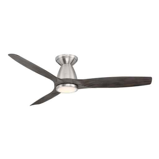 Skylark 54" Outdoor Flush Mount Ceiling Fan with Light in Brushed Nickel / Ebony