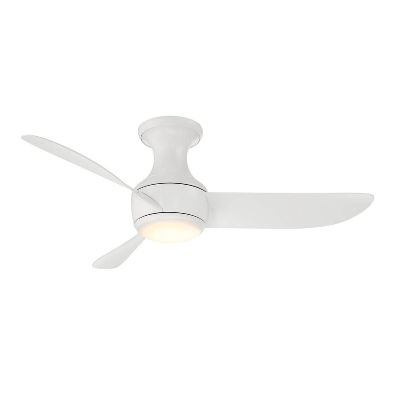 Corona 44" Outdoor Flush Mount Ceiling Fan with Light in Matte White