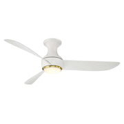 Corona 52" Outdoor Flush Mount Ceiling Fan with Light in Soft Brass / Matte White