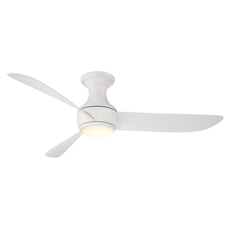 Corona 52" Outdoor Flush Mount Ceiling Fan with Light in Matte White
