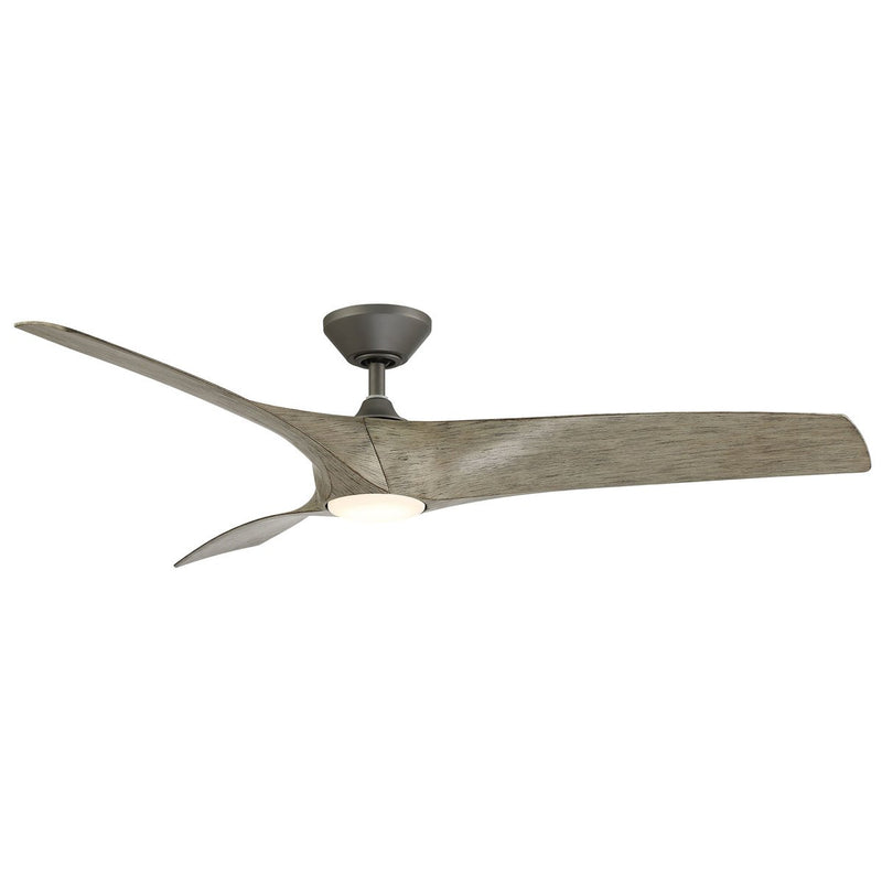 Zephyr 62" Outdoor Ceiling Fan with Light in Graphite / Weathered Wood