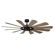 Wynd Mill 65" Outdoor Ceiling Fan with Light in Matte Black / Barn Wood