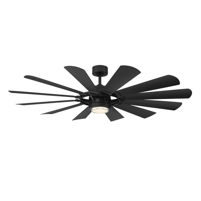 Wynd Mill 65" Outdoor Ceiling Fan with Light in Matte Black