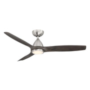 Skylark 54" Outdoor Ceiling Fan with Light in Brushed Nickel / Ebony