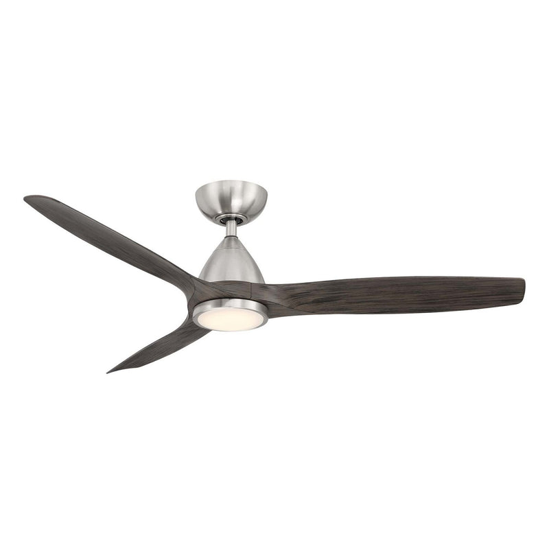 Skylark 54" Outdoor Ceiling Fan with Light in Brushed Nickel / Ebony