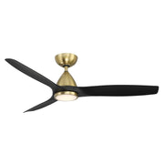 Skylark 54" Outdoor Ceiling Fan with Light in Soft Brass / Matte Black