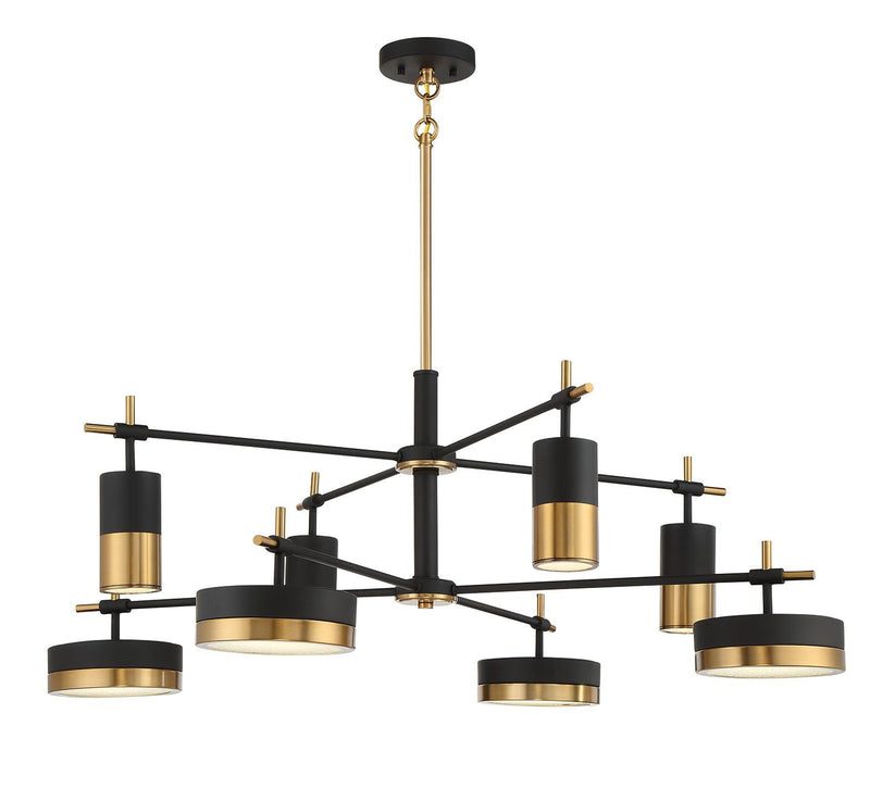 Ashor 8-Light Chandelier in Matte Black with Warm Brass Accents