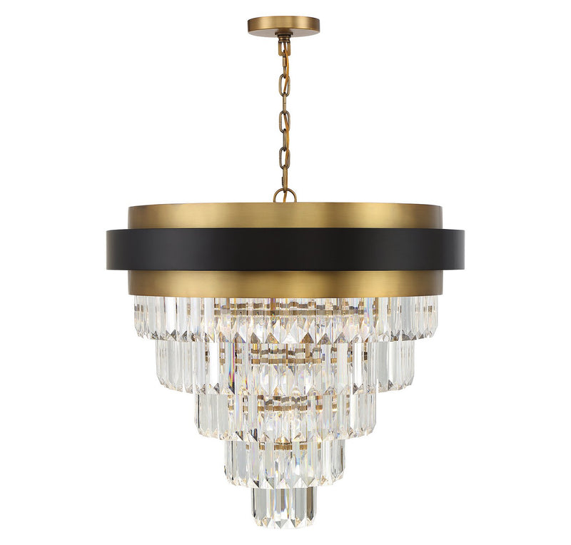 Marquise 9-Light Pendant in Matte Black with Warm Brass Accents