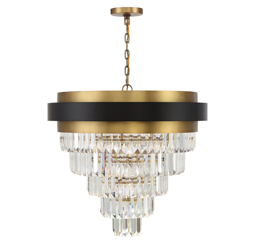 Marquise 9-Light Pendant in Matte Black with Warm Brass Accents