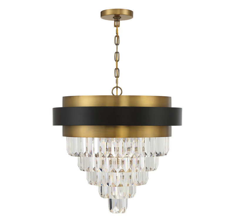 Marquise 4-Light Pendant in Matte Black with Warm Brass Accents
