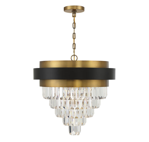 Marquise 4-Light Pendant in Matte Black with Warm Brass Accents