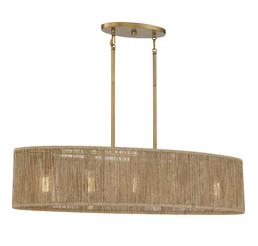 Ashe 5-Light Linear Pendant in Warm Brass and Rope